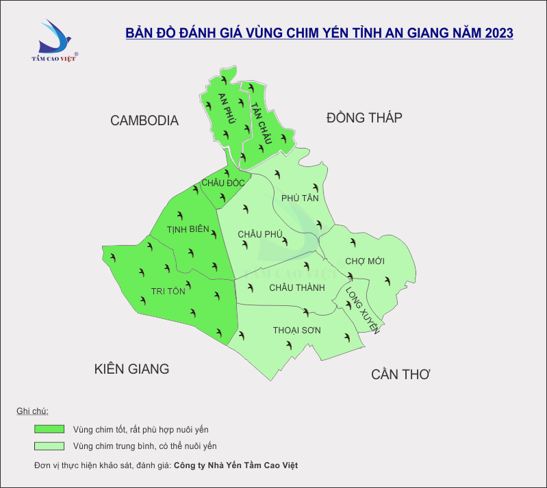 [Nuôi yến ở An Giang] Đánh giá tiềm năng nuôi yến tại huyện An Phú và Thị xã Tân Châu.
